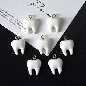 Creative White Tooth Shaped Resin Charms For DIY Jewelry Making Keychain Necklace Earrings Cute Individual Pendants