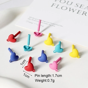 Colorful matte heart alloy earrings stud DIY accessories in various candy colors
