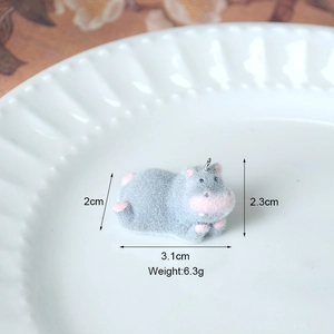Pendentif hippopotame floqué gris mignon pour bijoux DIY et porte-clés personnalisés