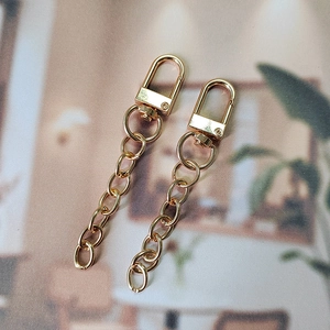 Polished gold alloy swivel lobster clasps with chains for DIY bag keychains and accessories