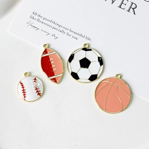 Alloy Enamel Sports Ball Charms Basketball Football Baseball Rugby Pendants For DIY Earring Keychain Jewelry Making Accessories
