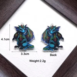 Acrylic flying dragon charm set with colorful scales for DIY jewelry and earrings