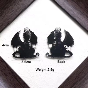 Detailed front and back view of 4cm acrylic dragon charm with precise size and weight info