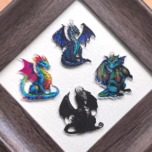 Acrylic Dragon Pendants DIY Fantasy Western Dinosaur Charms For Earring Necklace Keychain Jewelry Making Accessories