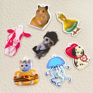 Collection of creative acrylic cartoon animal charms for DIY keychains and jewelry