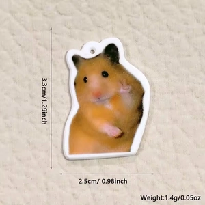 Acrylic hamster pendant charm for DIY jewelry with size and weight measurements