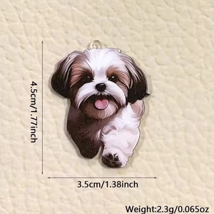 Detailansicht des Acryl-Shih-Tzu-Anhängers mit Maßen von 4,5 cm mal 3,5 cm für DIY