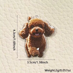 Acryl-Anhänger brauner Pudel mit Maßen von 4,3 cm Höhe und 3,5 cm Breite
