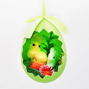 Easter egg decoration featuring a cute rabbit, carrot, and miniature garden inside