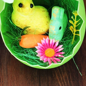 Easter foam egg shell set with cute chick, bunny, carrot and daisy decorations