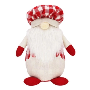 Christmas gnome plush in red plaid hat and apron for holiday home decoration