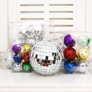 Silver mirror disco ball ornament set for Christmas party tree and stage decorations