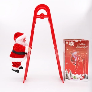 Jouet Père Noël Grimpant Sur Échelle Double Avec Musique Électrique Décoration De Noël Pour Fête Cadeau Enfants