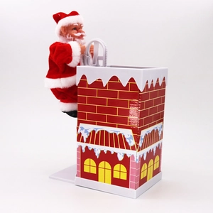 Babbo Natale elettrico che sale sul camino con musica per regali e decoro natalizio