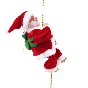 Electric Climbing Santa Claus Musical Bead Chain Toy For Christmas Party Indoor Hanging Decor Kids Gift