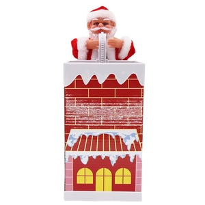 Babbo Natale elettrico musicale che sale sul camino con casa di mattoni rossi giocattolo