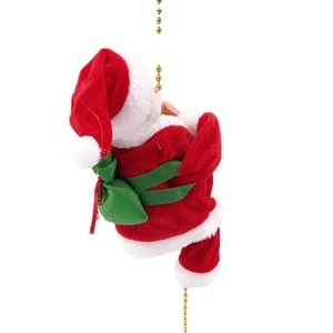 Electric climbing Santa Claus toy on golden bead chain for Christmas gift decoration