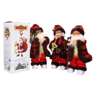 Electric musical Santa Claus dolls with LED lights and saxophone for tabletop decoration