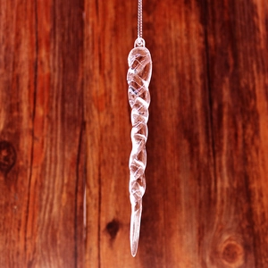 Clear acrylic icicle ornament with spiral design for Christmas tree and window hanging