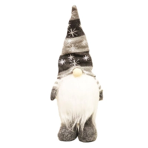 Christmas faceless gnome doll with snowflake knit hat and white plush beard home decor