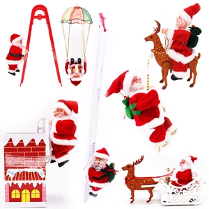 Electric Musical Climbing Santa Claus Animated Figure Toy For Christmas Hanging Ornament Indoor Holiday Home Party Decor