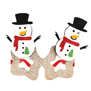 Festliche Weihnachtsbrille mit Goldglitzerrahmen und niedlichen 3D Schneemännern