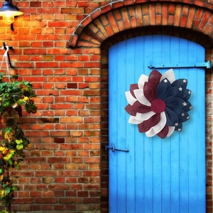 Patriotic 48cm red white and blue star wreath for front door American flag decoration