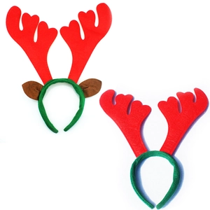 Reindeer Antler Headband Christmas Festive Decoration Red Green Elk Ears Headband Party Costume Accessories For Kids Adults