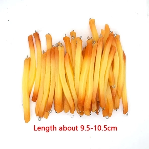 Detailed view of realistic PVC French fries pendant showing texture and 9.5-10.5cm length
