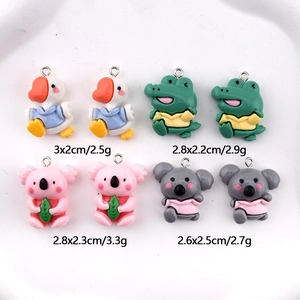 Cute resin cartoon animal charms including duck, crocodile, and koala for DIY jewelry making