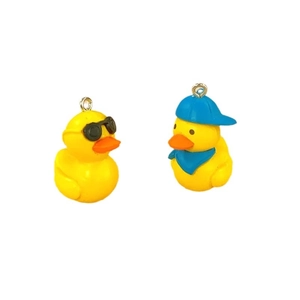 Cute yellow PVC duck pendants with sunglasses and hat for DIY jewelry making