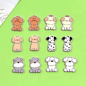 Set of 12 cute cartoon dog acrylic pendants for DIY jewelry and keychain accessories