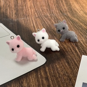 Pendentifs chatons 3D floqués en rose, blanc et gris pour la création de bijoux DIY