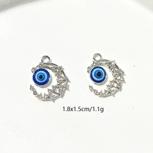 Pendentif lune avec œil grec et zircone pour création bijoux DIY 1.8x1.5cm