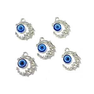 Cinq pendentifs croissant de lune avec œil protecteur et zircons pour bijoux DIY