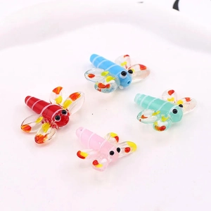 Colorful glass dragonfly beads in red blue green and pink for DIY jewelry making