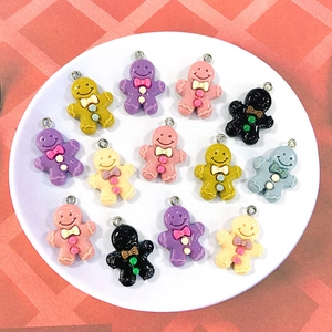 Cute Resin Gingerbread Man Charms Multicolor DIY Jewelry Making Accessories For Christmas Earrings Necklace Keychain Pendants