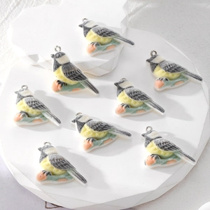 Süße Beflockte Papagei Vogel Tier Anhänger Charms Für DIY Schmuckherstellung Schlüsselanhänger Zubehör Harz Vogel Charms