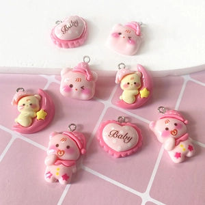 Schattige Cartoon Beer Maan Ster Hars Hangers Roze Hart Baby Dier Charms Voor DIY Ketting Oorbellen Sleutelhanger Accessoires