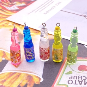 Miniature Resin Drink Bottle Pendants Simulation Fruit Soda Bottles Charms For DIY Earrings Keychain Jewelry Making Accessories