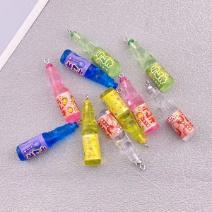 Colorful resin mini soda bottle pendants for DIY jewelry and creative crafts