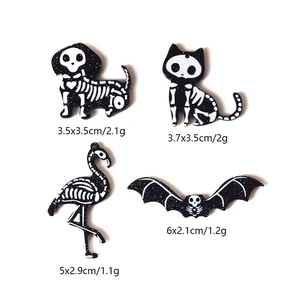 Halloween skeleton animal charms featuring dog, cat, flamingo and bat for DIY jewelry