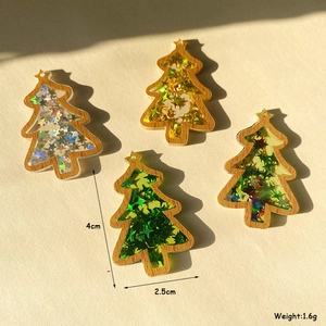 Christmas tree shaped acrylic pendant with sparkling star sequins in 4 colors