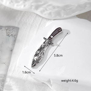 Punk style alloy dagger pendant with Damascus wave patterns for DIY jewelry making