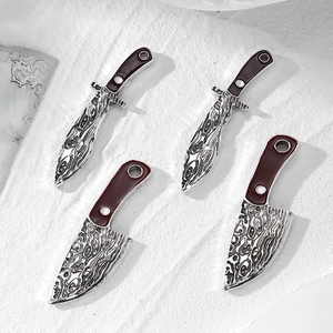Punk Alloy Knife Dagger Pendant Damascus Pattern Reddish Brown Handle For Halloween DIY Jewelry Keychain Making Accessory