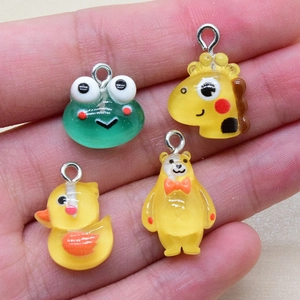 Süße Harz-Tieranhänger mit Frosch, Giraffe, Bär und Ente für DIY-Schmuckherstellung