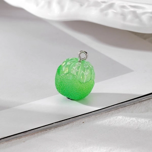 Pendentif cactus 3D en résine avec texture dépolie et anneau en argent pour bijoux DIY