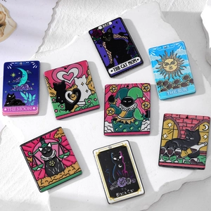 Acryl-Tarot-Katzenanhänger mit Sonnen- und Mondmotiven für DIY-Schmuck und Schlüsselanhänger