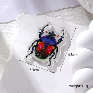 Colorful acrylic ladybug pendant with glitter for DIY jewelry 3.3x4.8cm