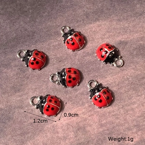 Lot de 6 pendentifs coccinelle en émail rouge pour la création de bijoux DIY variés